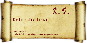 Krisztin Irma névjegykártya